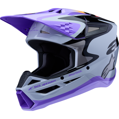 ALPINESTARS Youth SM3 Helmet - Jettson - Glosss Black/Gray/Purple - Large 8303226-9277-YL