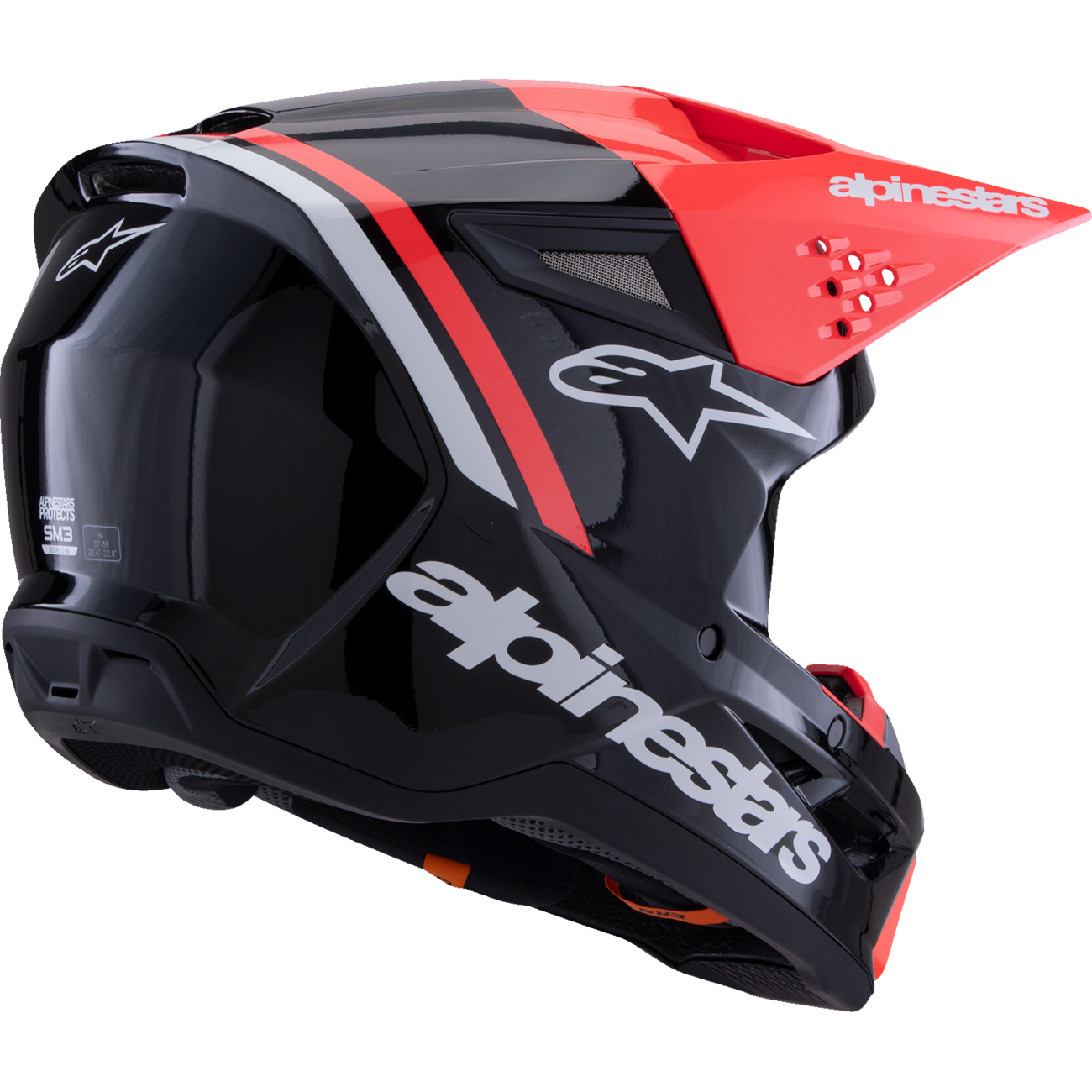 ALPINESTARS SM3 Helmet - Radium - Gloss Black/Red Fluo/White - Large 8300826-1553-L