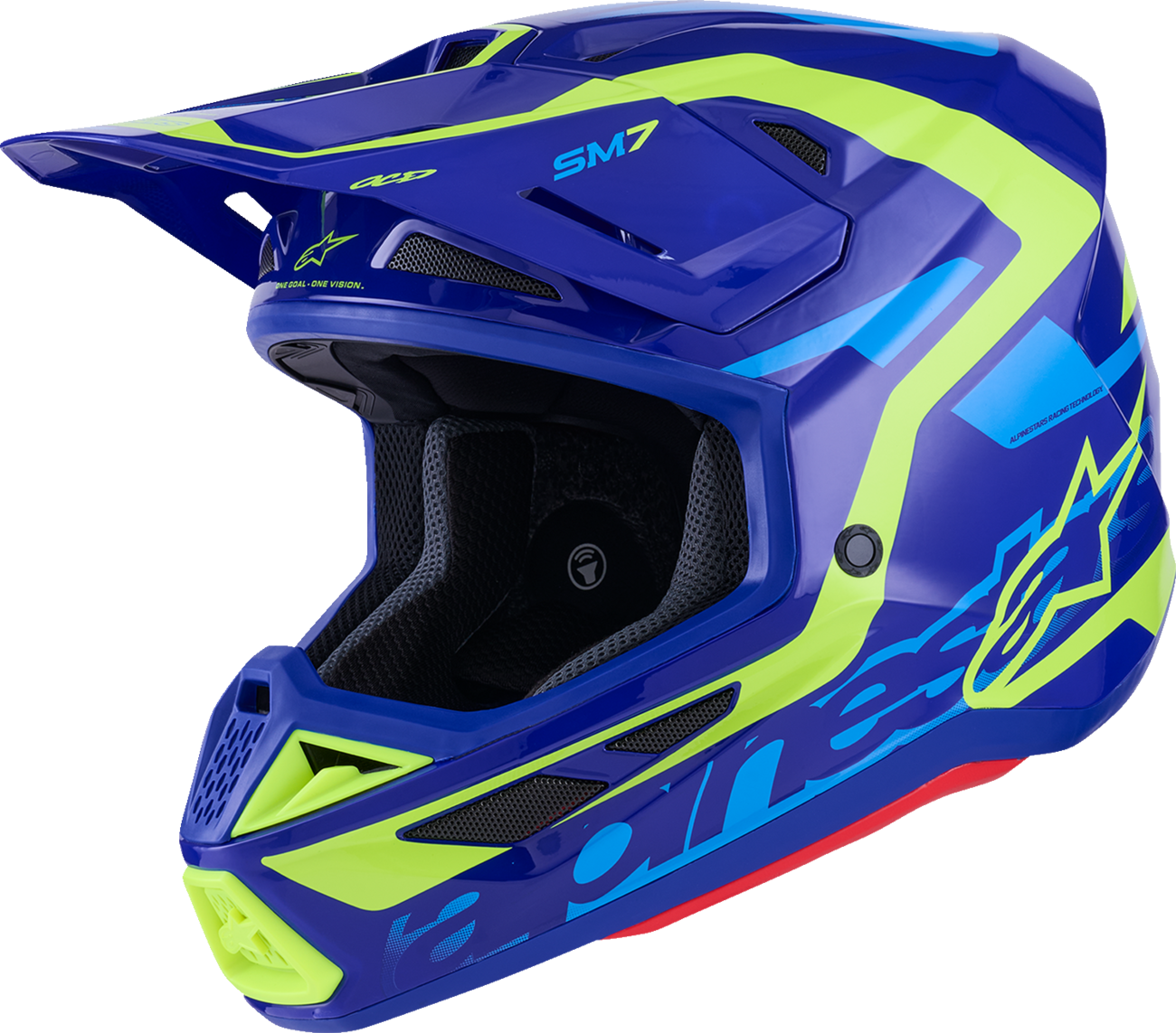 ALPINESTARS SM7 Helmet - Deed - Gloss Blue/Yellow Fluo - Small 8302426-7253-S