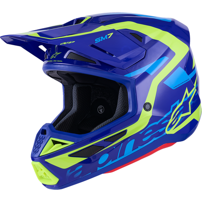 ALPINESTARS SM7 Helmet - Deed - Gloss Blue/Yellow Fluo - Small 8302426-7253-S