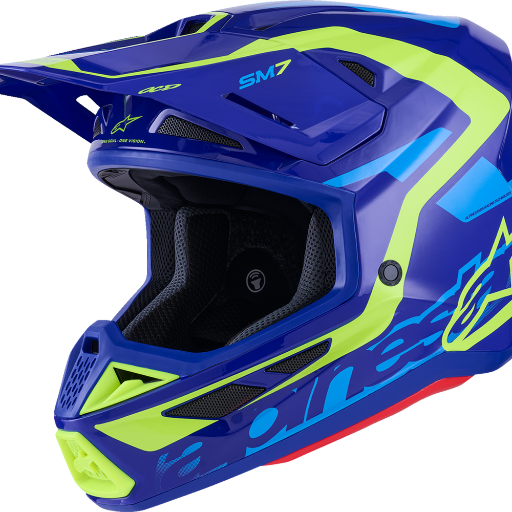 ALPINESTARS SM7 Helmet - Deed - Gloss Blue/Yellow Fluo - Medium 8302426-7253-M