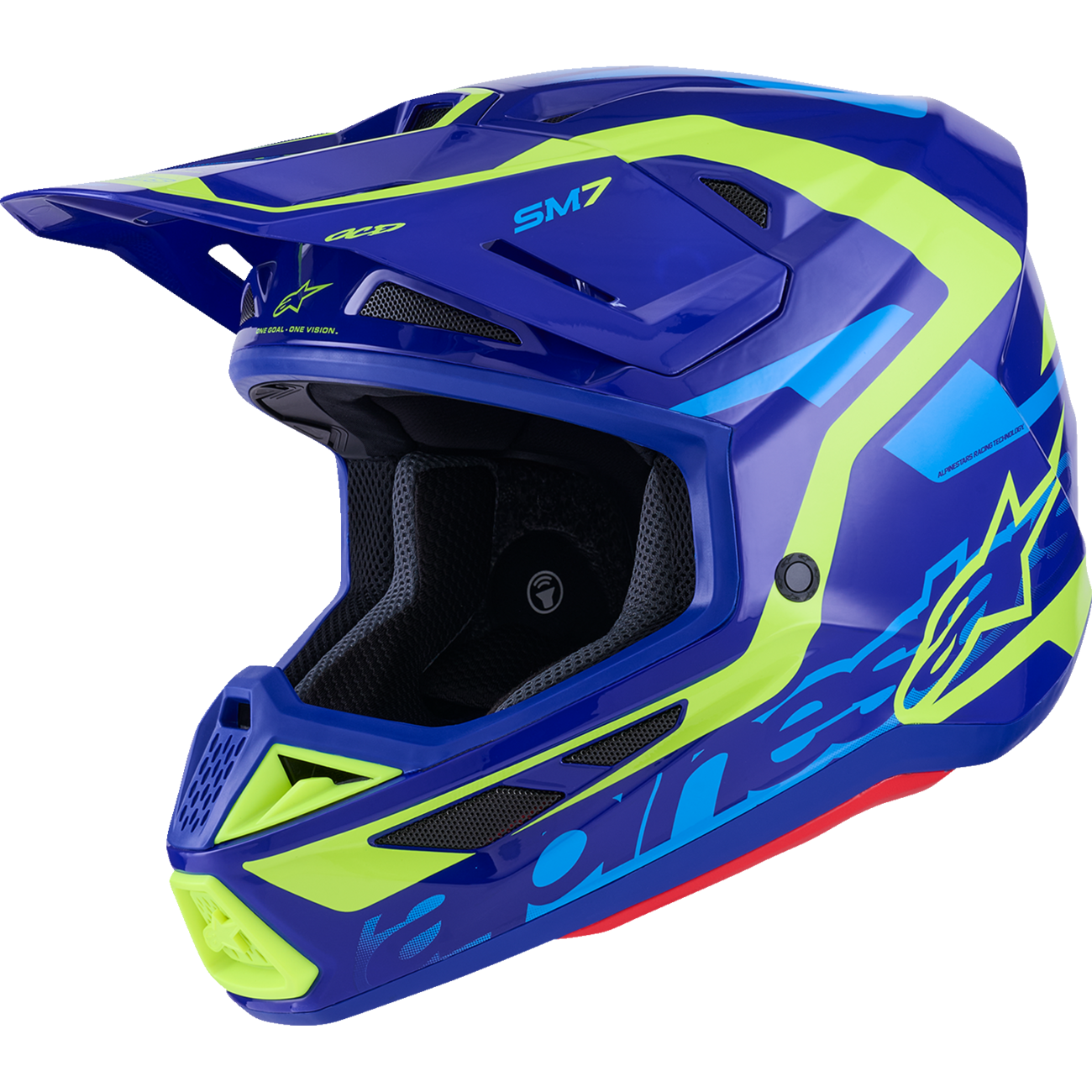ALPINESTARS SM7 Helmet - Deed - Gloss Blue/Yellow Fluo - Medium 8302426-7253-M