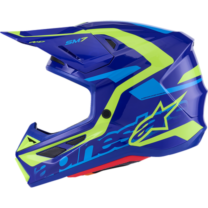 ALPINESTARS SM7 Helmet - Deed - Gloss Blue/Yellow Fluo - XS 8302426-7253-XS