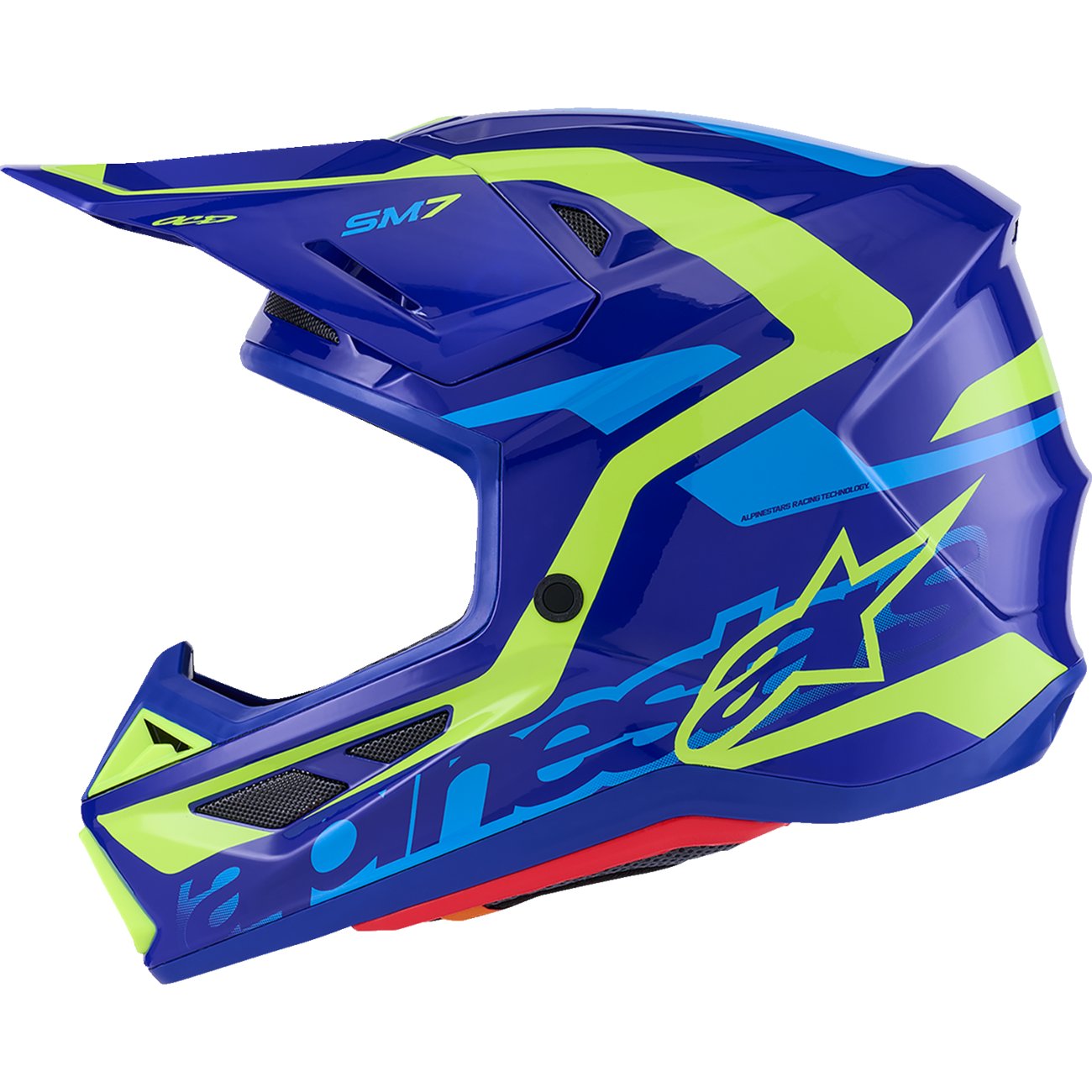 ALPINESTARS SM7 Helmet - Deed - Gloss Blue/Yellow Fluo - Small 8302426-7253-S