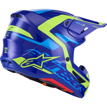 ALPINESTARS SM7 Helmet - Deed - Gloss Blue/Yellow Fluo - Medium 8302426-7253-M