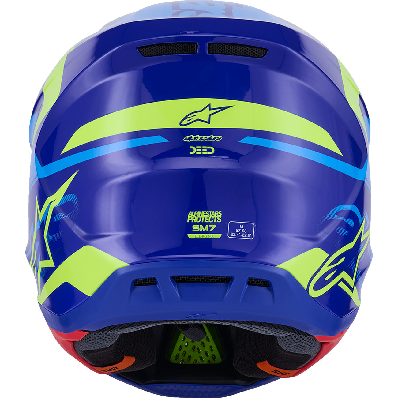ALPINESTARS SM7 Helmet - Deed - Gloss Blue/Yellow Fluo - Medium 8302426-7253-M