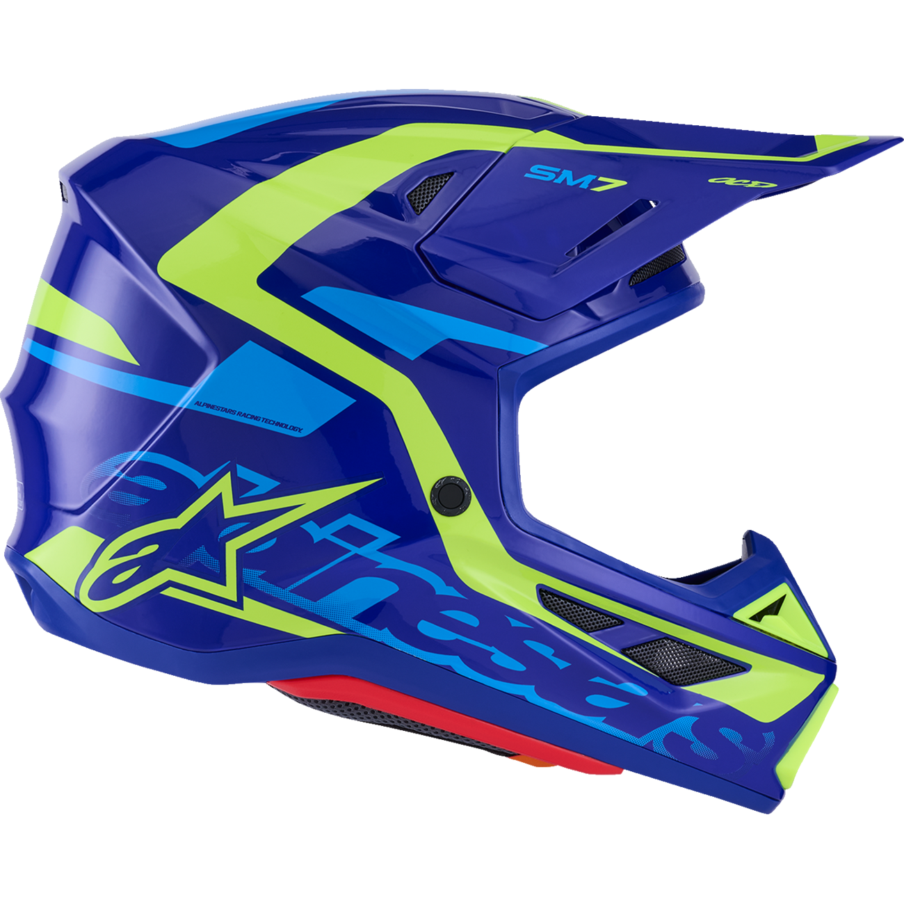 ALPINESTARS SM7 Helmet - Deed - Gloss Blue/Yellow Fluo - Large 8302426-7253-L