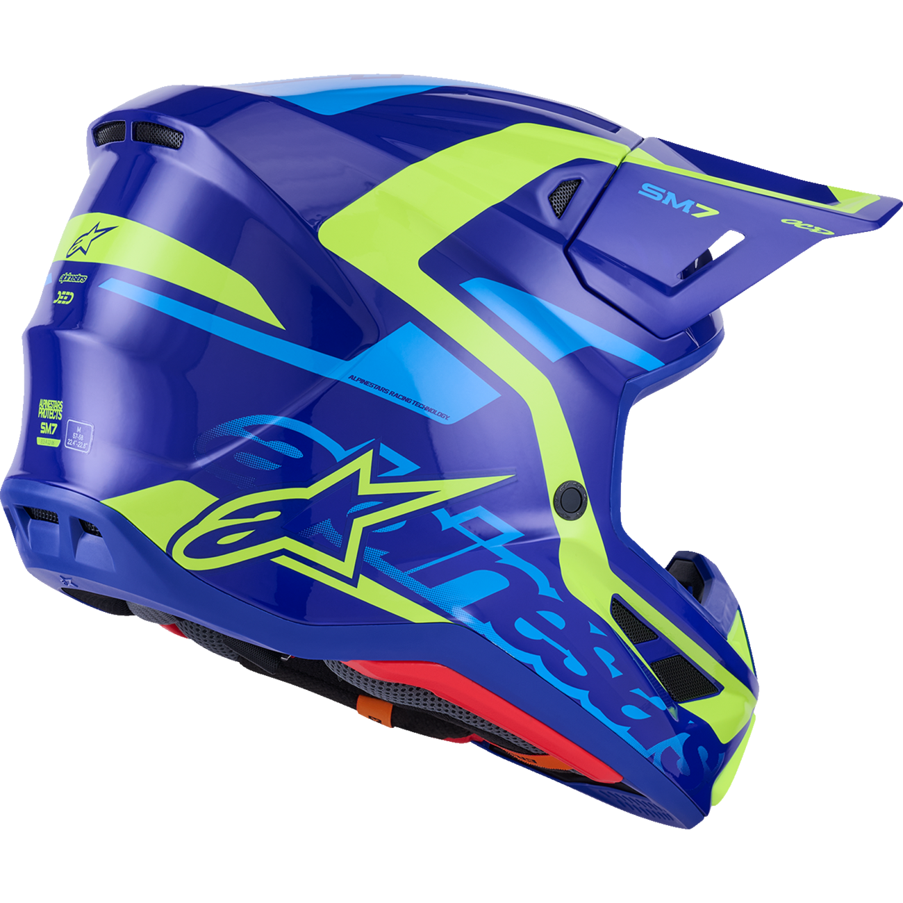 ALPINESTARS SM7 Helmet - Deed - Gloss Blue/Yellow Fluo - XL 8302426-7253-XL