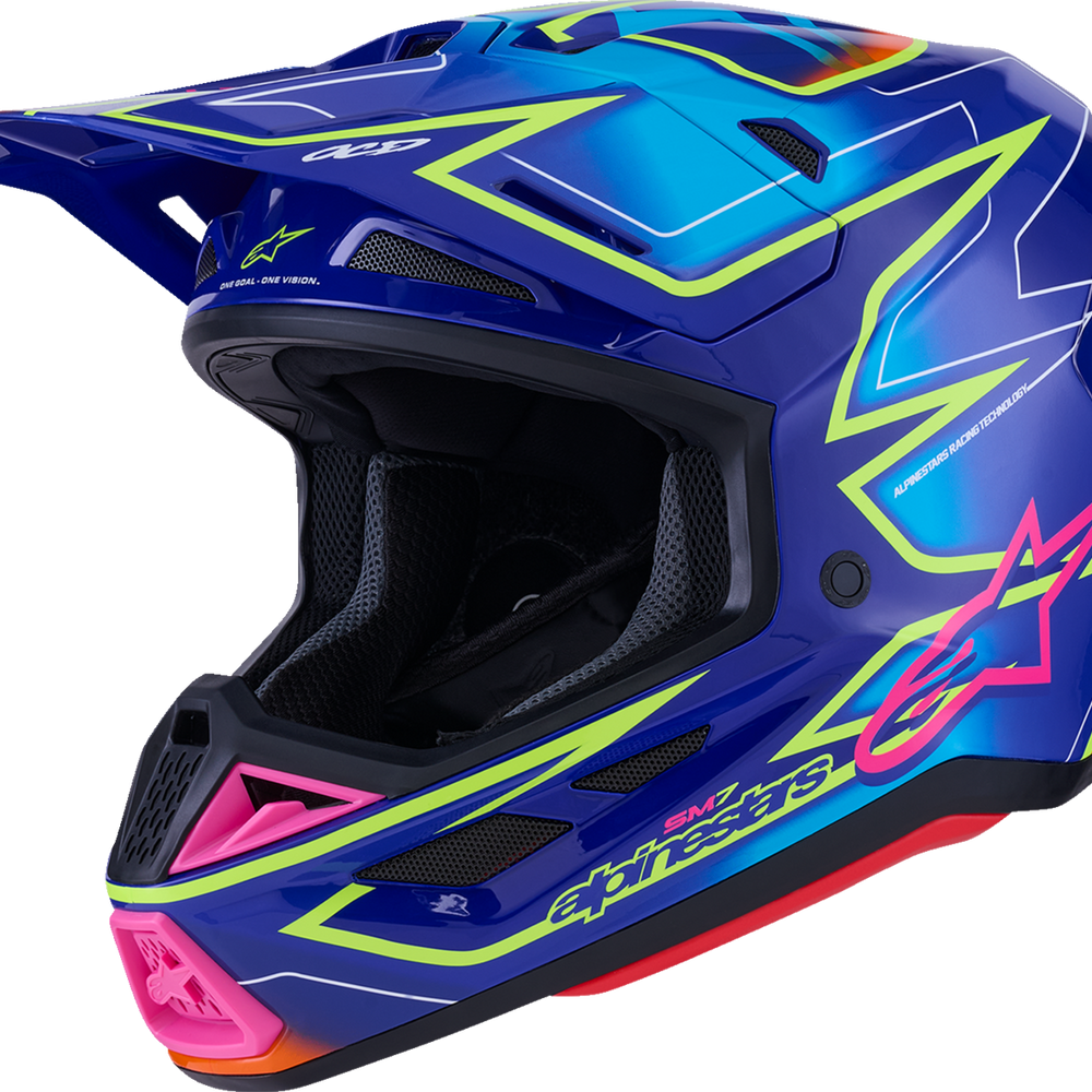 ALPINESTARS SM7 Helmet - Cast - Gloss/Blue/Pink/Yellow Fluo - Small 8302626-7254-S