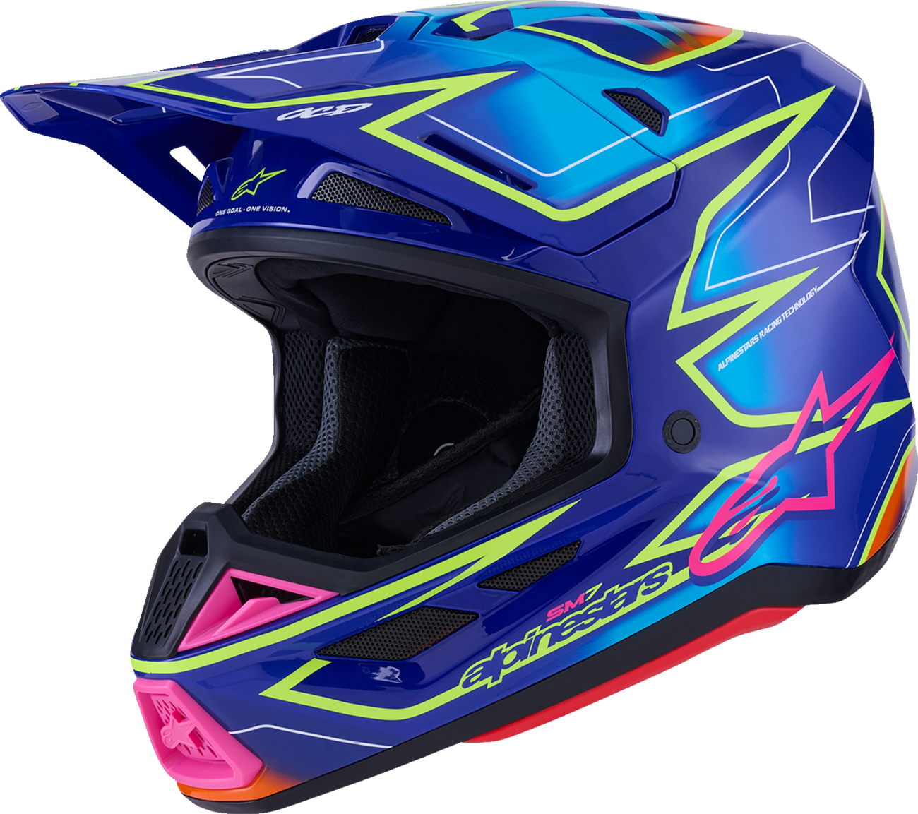 ALPINESTARS SM7 Helmet - Cast - Gloss/Blue/Pink/Yellow Fluo - Small 8302626-7254-S