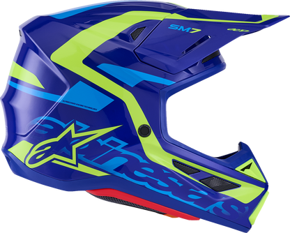 ALPINESTARS SM7 Helmet - Deed - Gloss Blue/Yellow Fluo - 2XL 8302426-7253-XXL