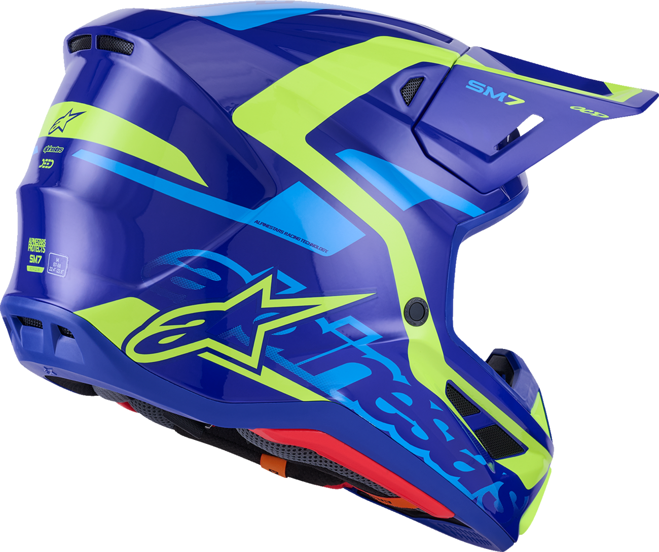 ALPINESTARS SM7 Helmet - Deed - Gloss Blue/Yellow Fluo - 2XL 8302426-7253-XXL