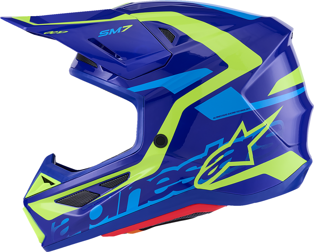ALPINESTARS SM7 Helmet - Deed - Gloss Blue/Yellow Fluo - 2XL 8302426-7253-XXL