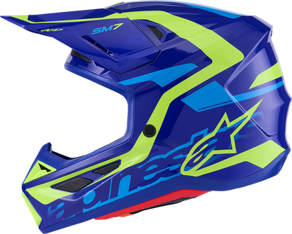 ALPINESTARS SM7 Helmet - Deed - Gloss Blue/Yellow Fluo - 2XL 8302426-7253-XXL