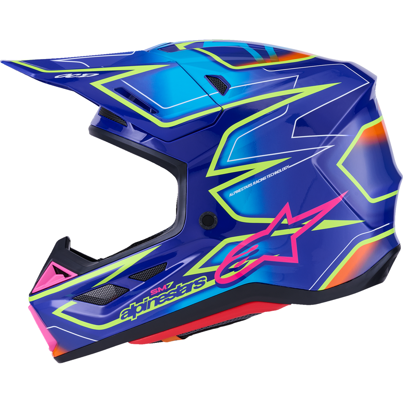 ALPINESTARS SM7 Helmet - Cast - Gloss/Blue/Pink/Yellow Fluo - XS 8302626-7254-XS