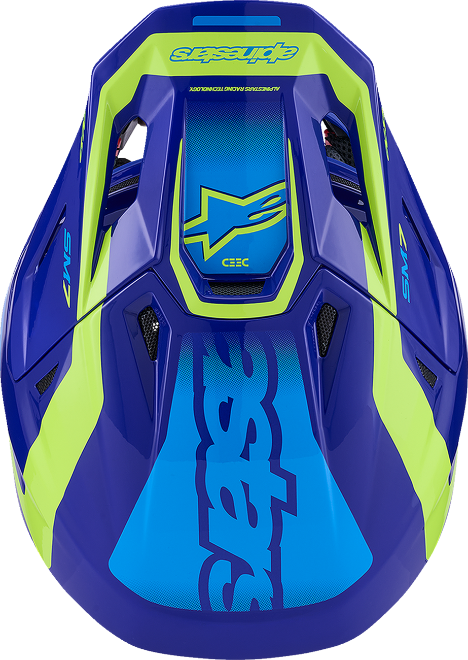ALPINESTARS SM7 Helmet - Deed - Gloss Blue/Yellow Fluo - 2XL 8302426-7253-XXL