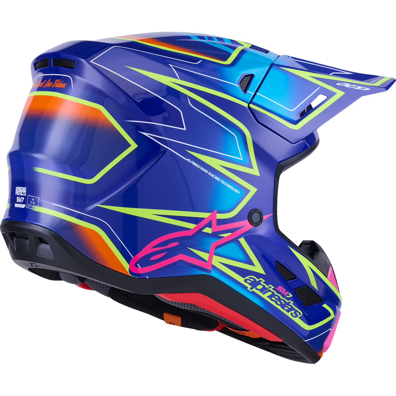 ALPINESTARS SM7 Helmet - Cast - Gloss/Blue/Pink/Yellow Fluo - Medium 8302626-7254-M