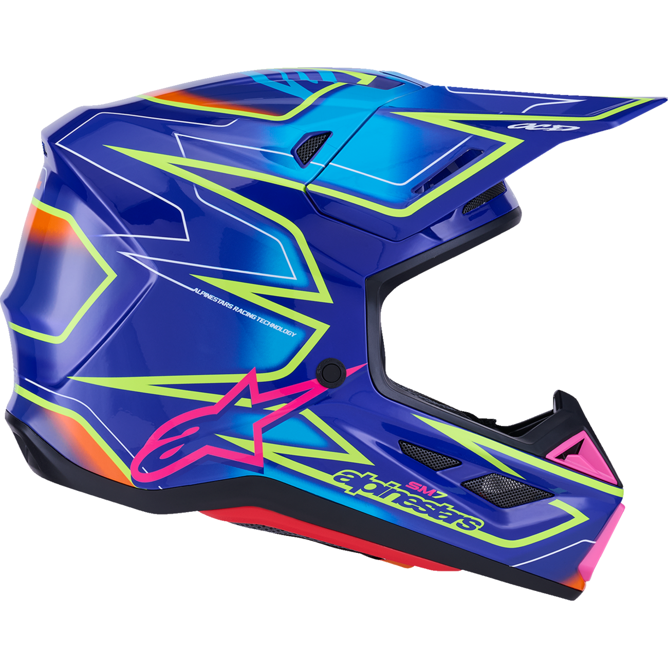 ALPINESTARS SM7 Helmet - Cast - Gloss/Blue/Pink/Yellow Fluo - 2XL 8302626-7254-XXL