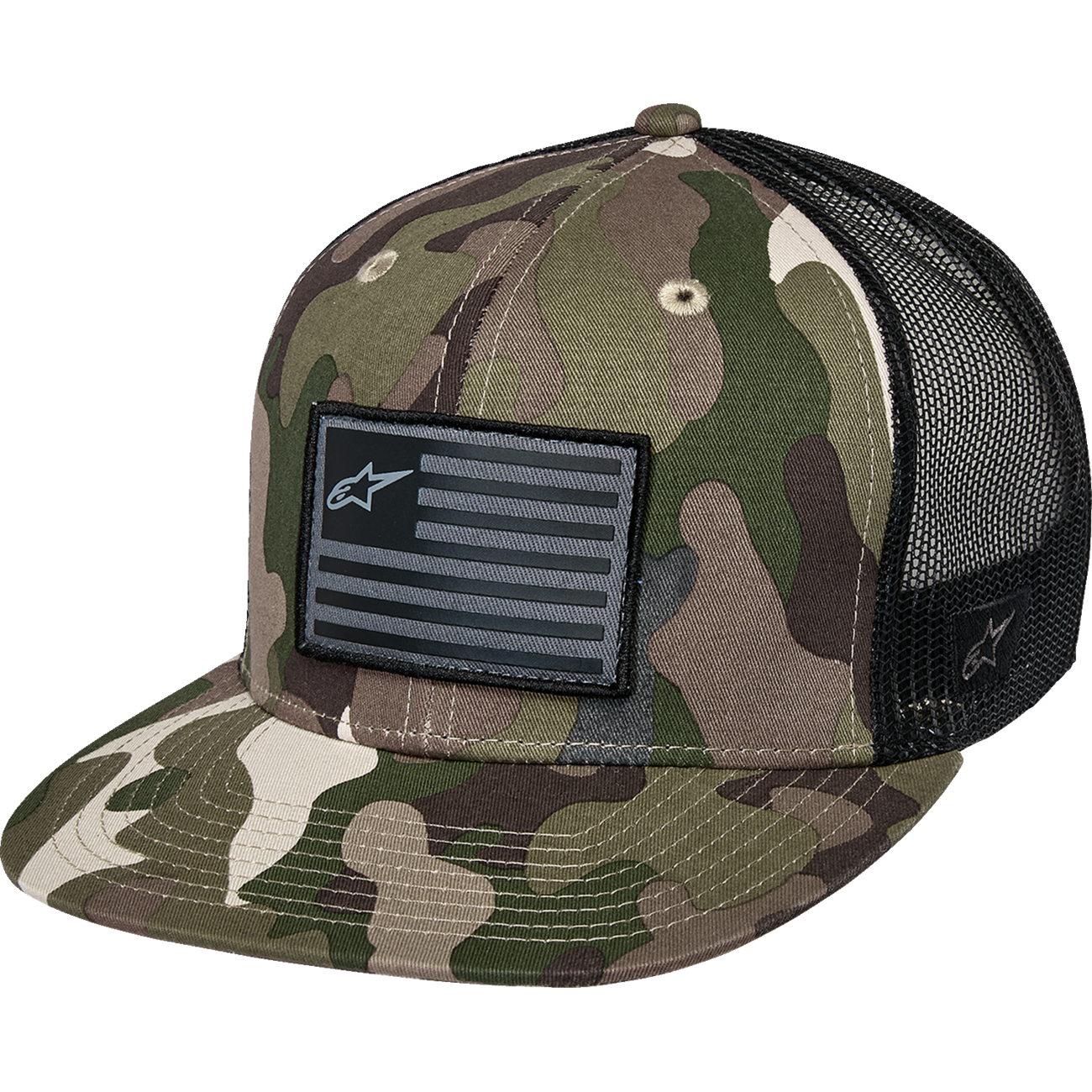 ALPINESTARS Flag Flat Trucker Hat - Camo Green/Black 1235-81960-6173-OS