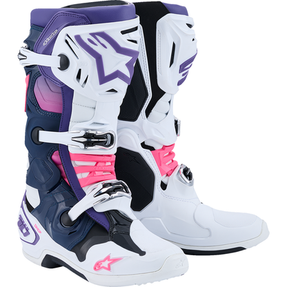 ALPINESTARS Tech 10 Boots - White/Violet/Navy/Pink Fluorescent - US 11 / EU 45.5 2010020-2780-11