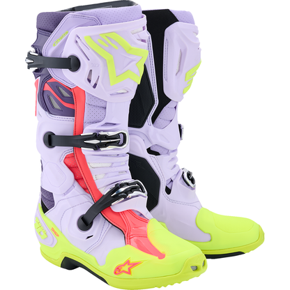 ALPINESTARS Tech 10 Supervented Boots - Purple/Fluorescent Yellow/Diva Pink - US 12 / EU 47 2010520-3150-12
