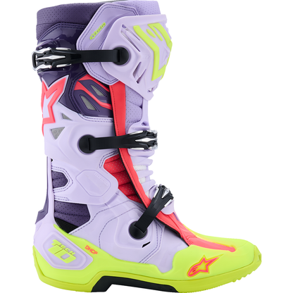 ALPINESTARS Tech 10 Supervented Boots - Purple/Fluorescent Yellow/Diva Pink - US 14 / EU 49.5 2010520-3150-14