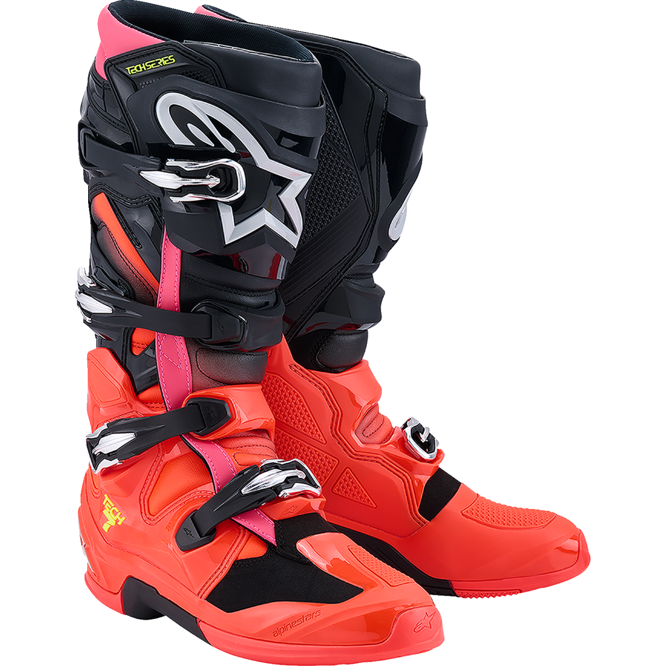 ALPINESTARS Tech 7 Boots - Black/Fluorescent Red/Fluorescent Pink - US 7 / EU 40.5 2012025-1576-7