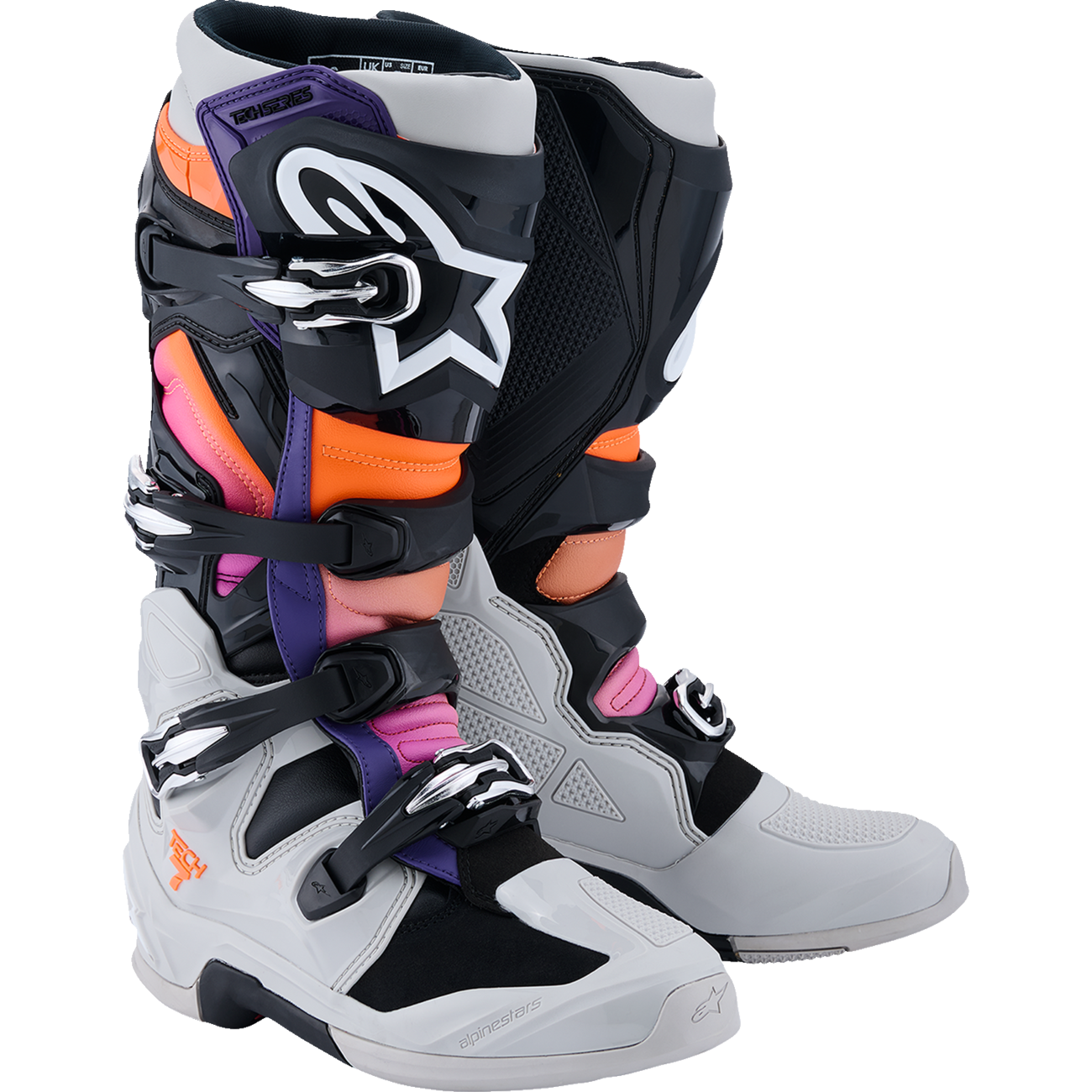 ALPINESTARS Tech 7 Boots - Black/Light Gray/Fluorescent Orange/Magenta - US 13 / EU 48 2012025-1594-13