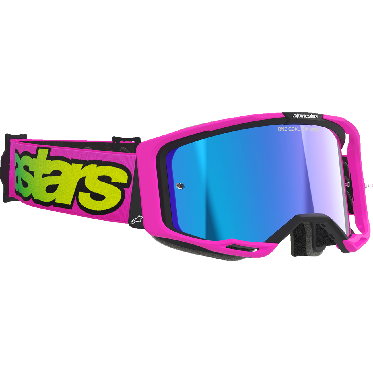 ALPINESTARS GOGGLES Vision 8 Goggle - Vista - Pink Fluo/Yellow Fluo - Blue Mirror Lens 5100426-3159