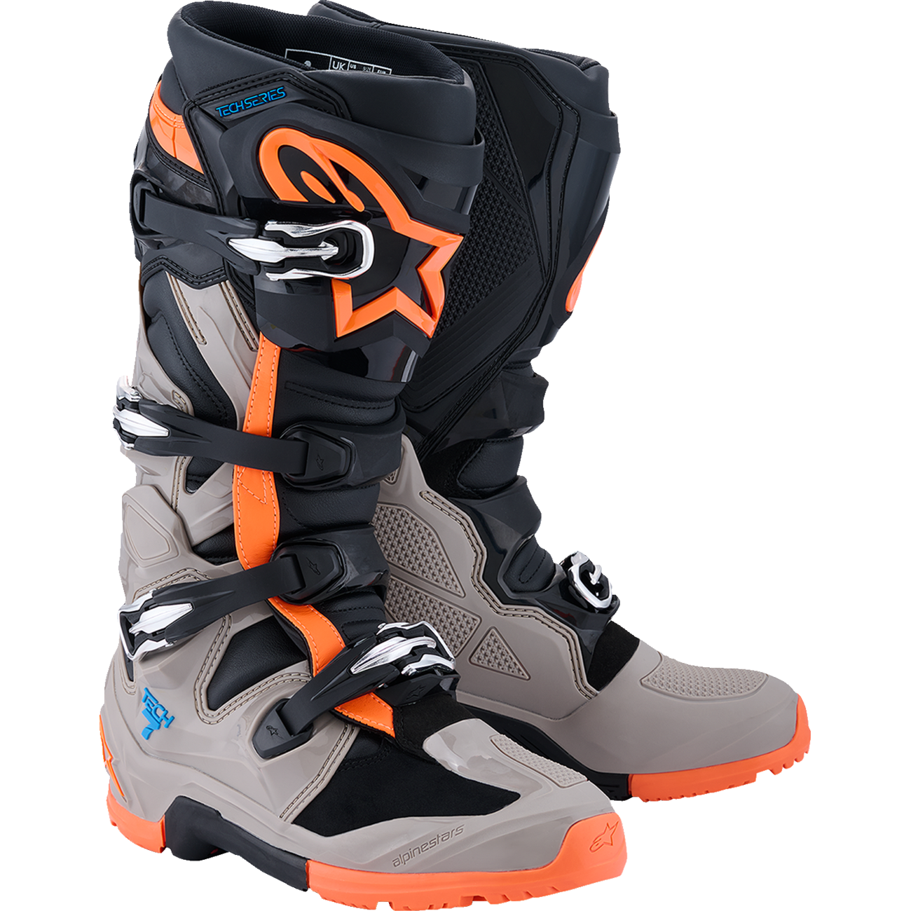 ALPINESTARS Tech 7 Enduro Boots - Black/Warm Gray/Fluorescent Orange - US 14 2010426-1562-14