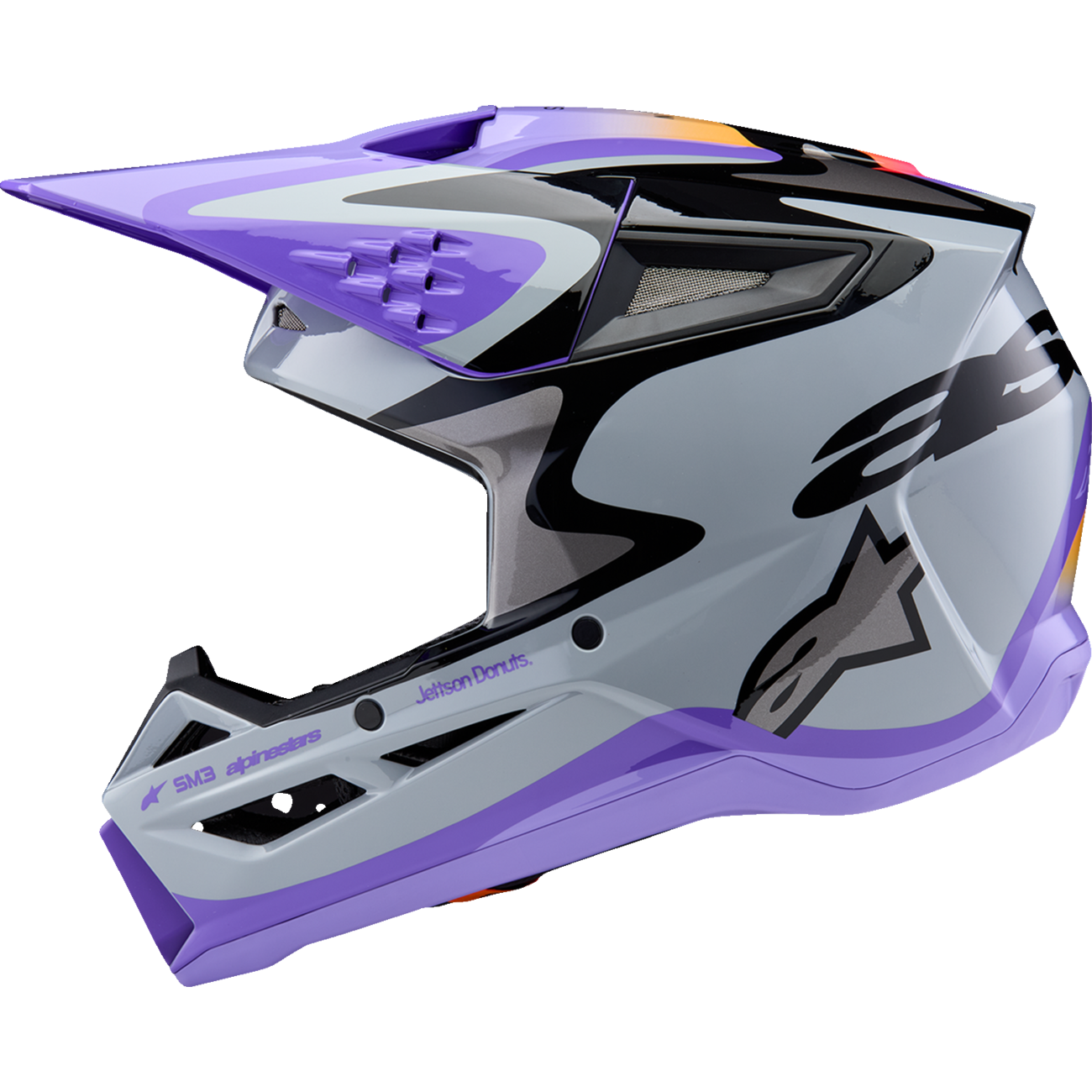 ALPINESTARS Youth SM3 Helmet - Jettson - Glosss Black/Gray/Purple - Small 8303226-9277-YS
