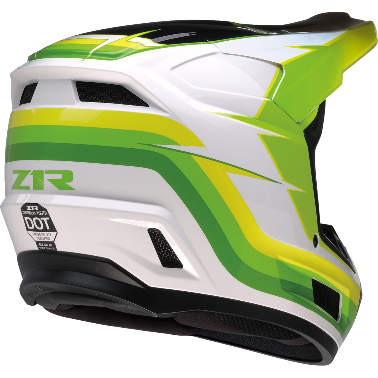 Z1R Youth Dirt Maxx Helmet - Vortex - White/Green - Large 0111-1740