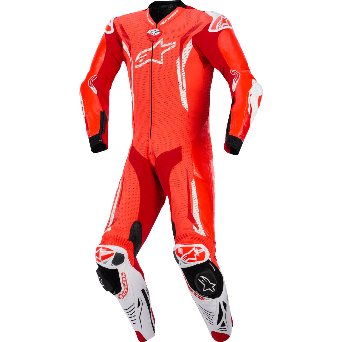 ALPINESTARS GP Tech v5 1-Piece Leather Suit - Red Fluo/Bright Red/White - US 48 / EU 58 3150226-3310-58