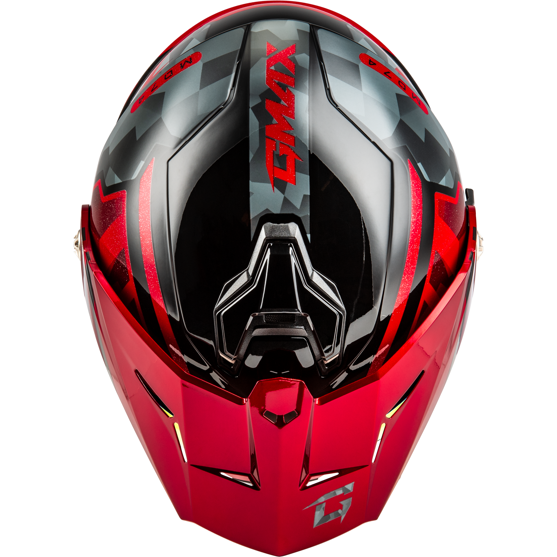 Md 74 Striker Modular Helmet W Red Shield Blk/Gry/Rd Mtlc Lg