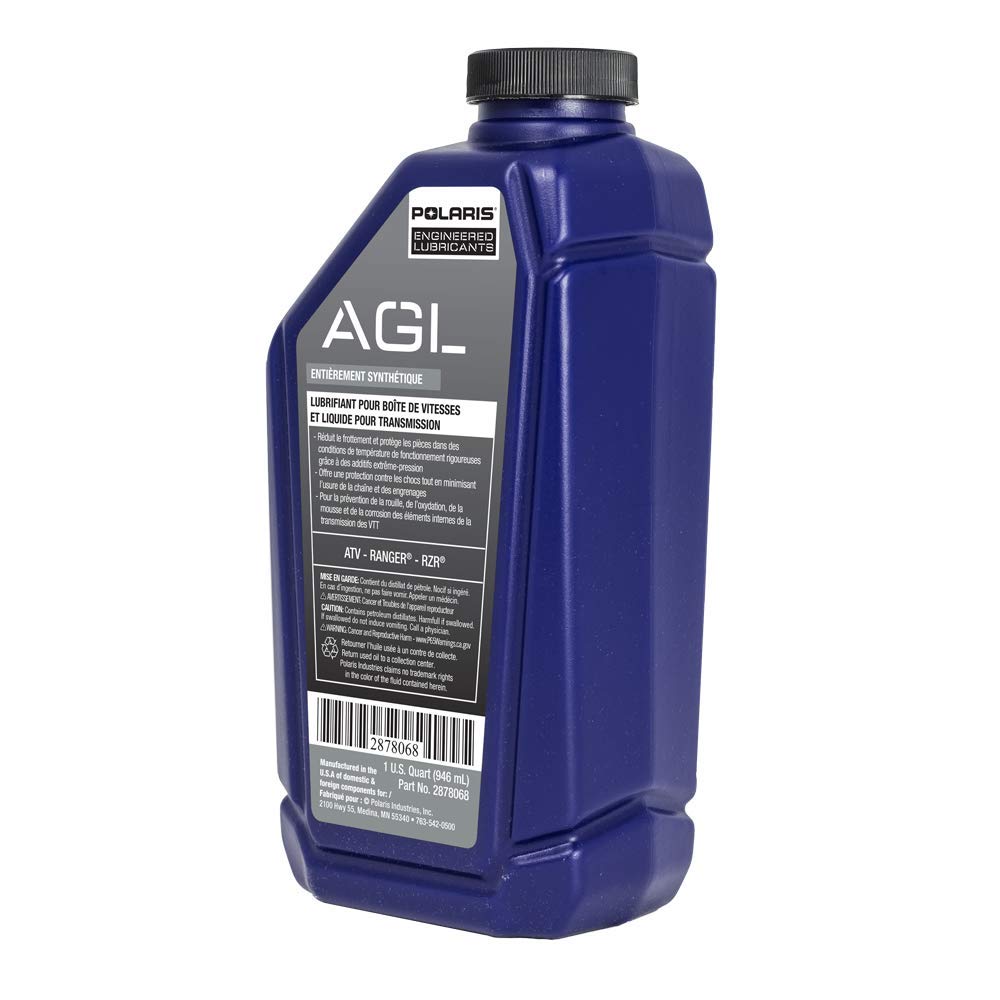 Polaris AGL Transmission Fluid and Gearcase Lubricant Full Synthetic for Off Road Vehicles with 4 Stroke Engine, Motor Oils for ATV UTV SxS Maintenance, 1 Quart, Qty 1-2878068