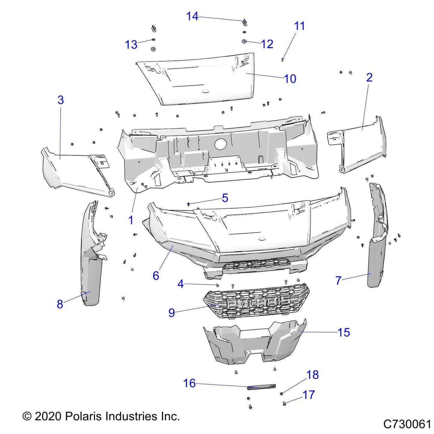Polaris Ranger Basic Hood, Genuine OEM Part 5455125-342, Qty 1