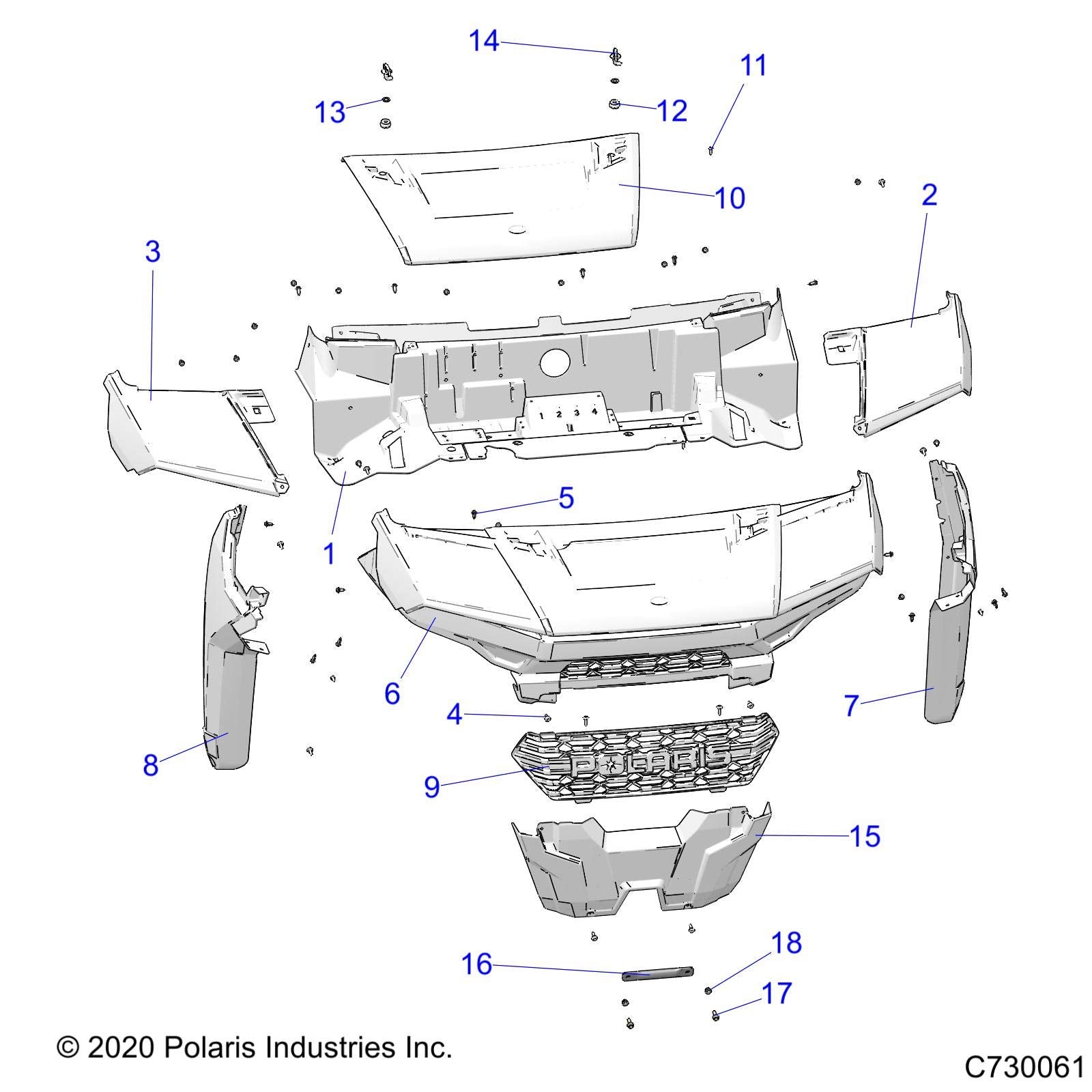Polaris Ranger Basic Hood, Genuine OEM Part 5455125-342, Qty 1