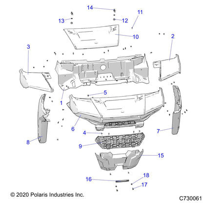 Polaris Ranger Basic Hood, Genuine OEM Part 5455125-342, Qty 1
