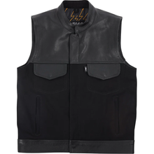 THRASHIN SUPPLY CO. Kanan Leather/Denim Riding Vest - Black - Medium TMJ-13-09