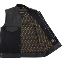 THRASHIN SUPPLY CO. Kanan Leather/Denim Riding Vest - Black - Small TMJ-13-08