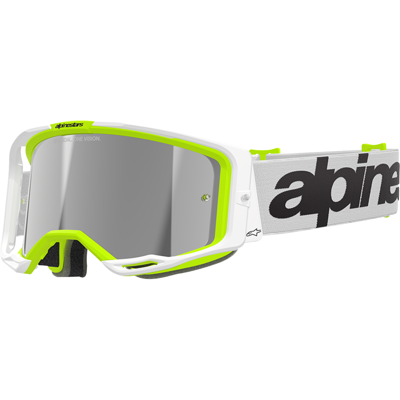 ALPINESTARS GOGGLES Vision 8 Goggle - Wordmark - White/Yellow Fluo - Silver Mirror Lens 5101325-2501