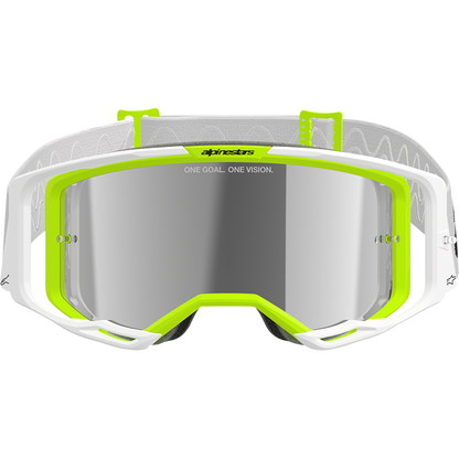 ALPINESTARS GOGGLES Vision 8 Goggle - Wordmark - White/Yellow Fluo - Silver Mirror Lens 5101325-2501
