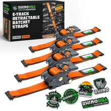 Rhino USA Retractable Ratchet Straps (2Pk 1Inx10Ft) Orange