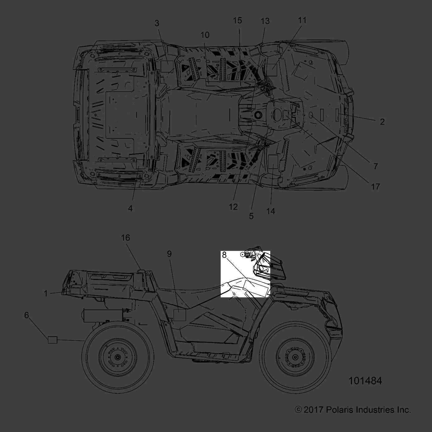 Polaris ATV Side Decal, UTE, 570, Left, Genuine OEM Part 7185021, Qty 1