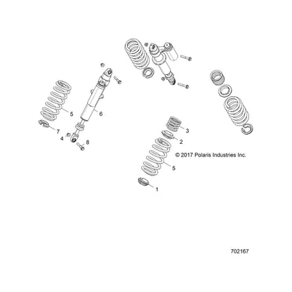 Polaris RZR 2 Piggyback Reservoir Shock, Rear, Right, Genuine OEM Part 7044484, Qty 1
