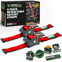 Rhino USA Retractable Ratchet Straps (2Pk 1Inx10Ft) Red
