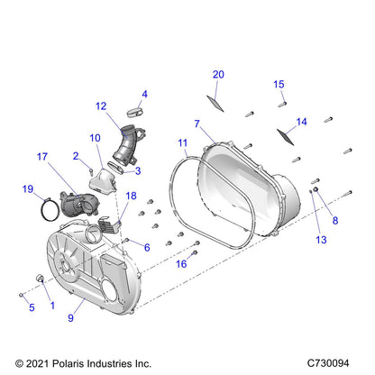 Polaris ATV Clutch Cover, Inner, Genuine OEM Part 5454520, Qty 1