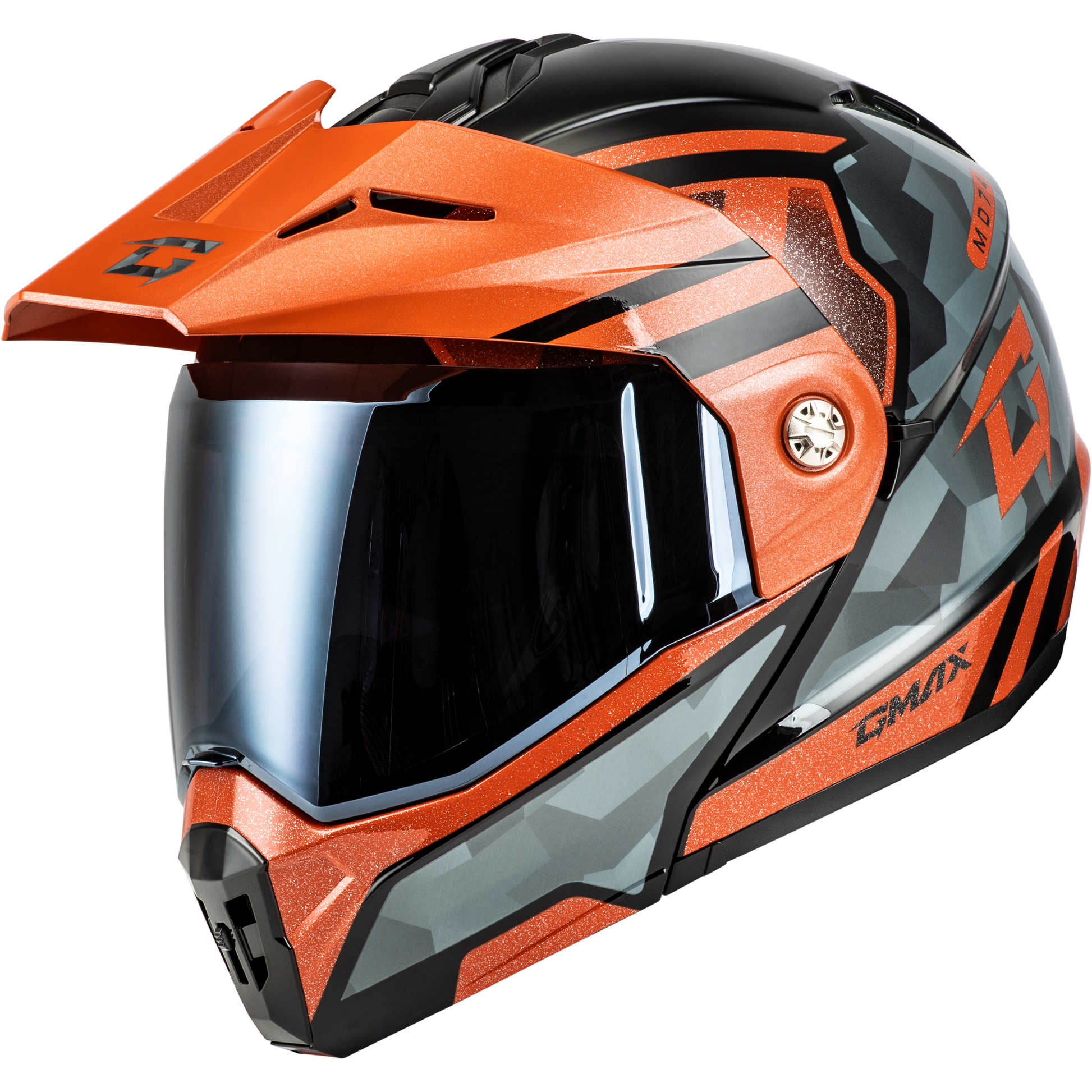 Md 74 Striker Modular Helmet W Smk Shield Blk/Gry/Or Mtlc Lg