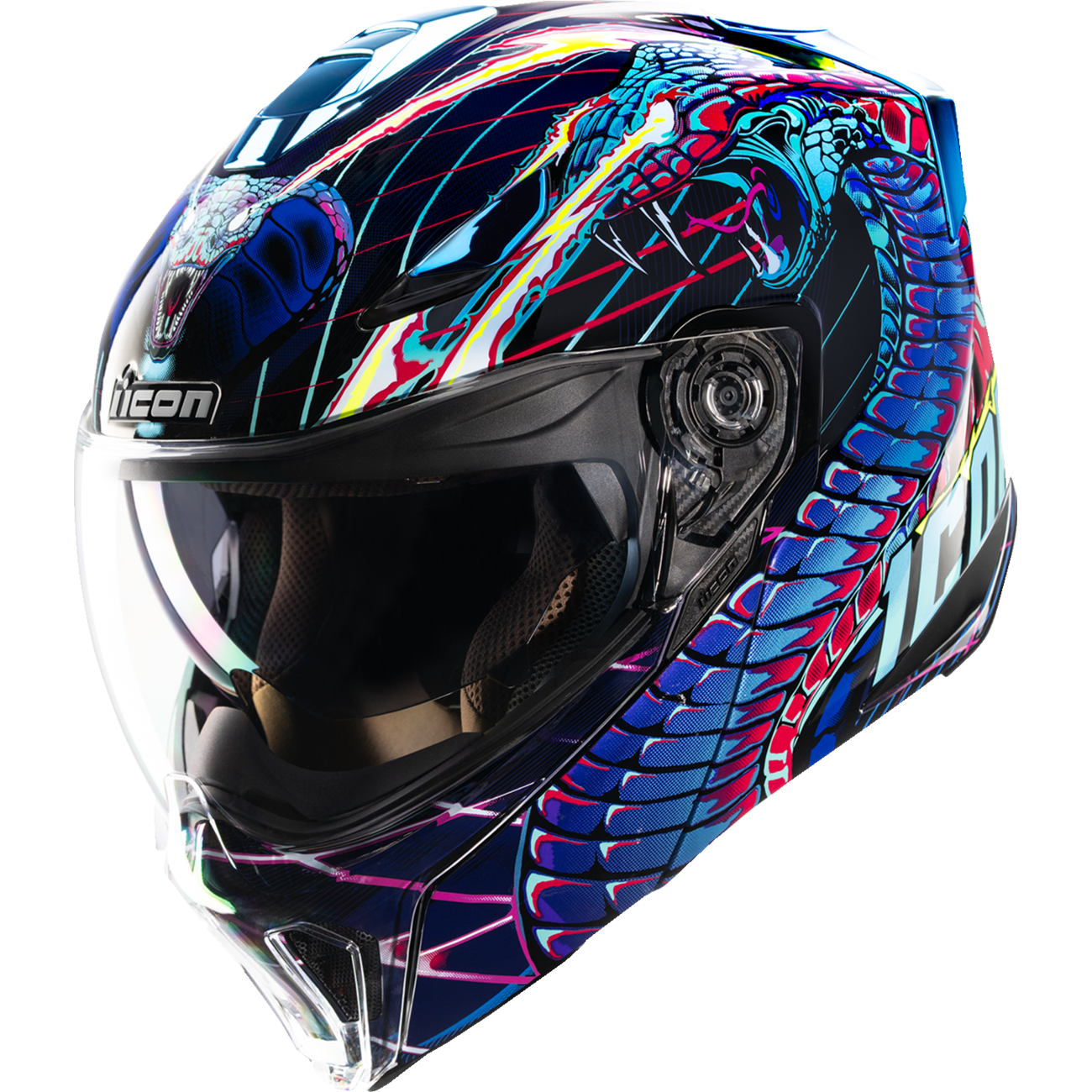 ICON Threshold™ Modular Helmet - Synthwave Lazer Cobra - Blue - XS 0100-2728