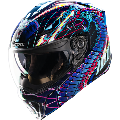 ICON Threshold™ Modular Helmet - Synthwave Lazer Cobra - Blue - XS 0100-2728